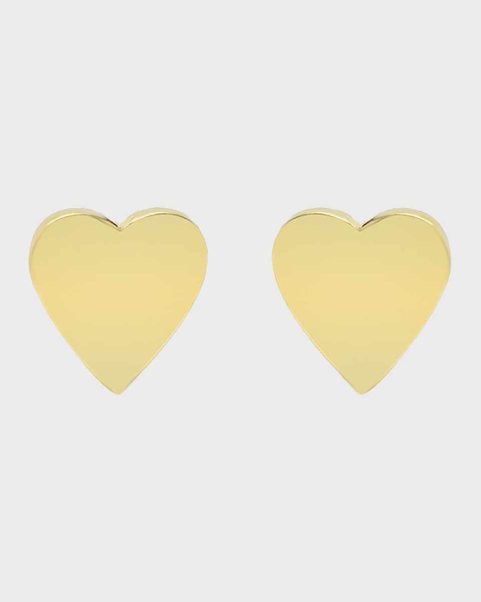 18k Plain Heart Stud Earrings