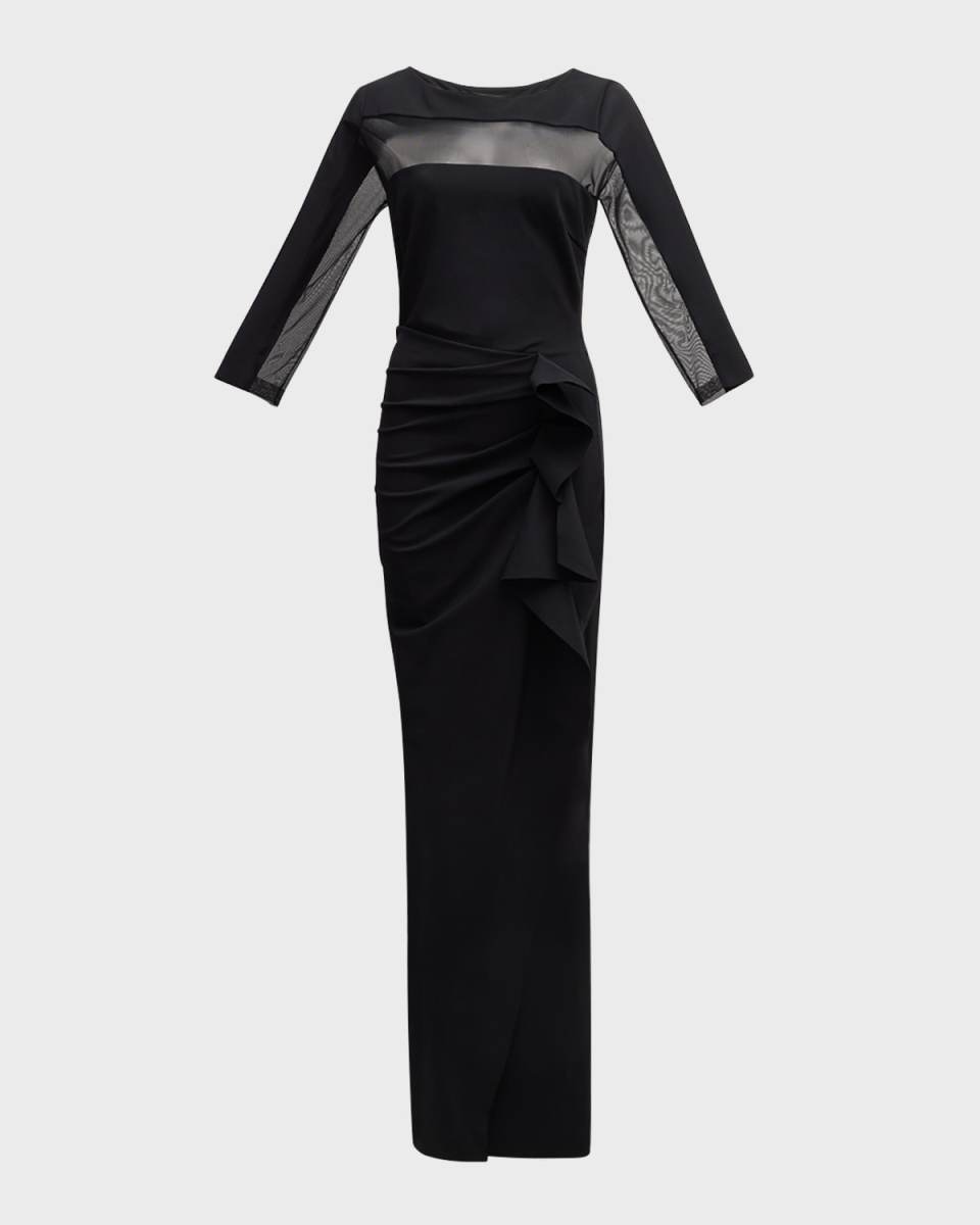 Draped Illusion Mermaid Gown