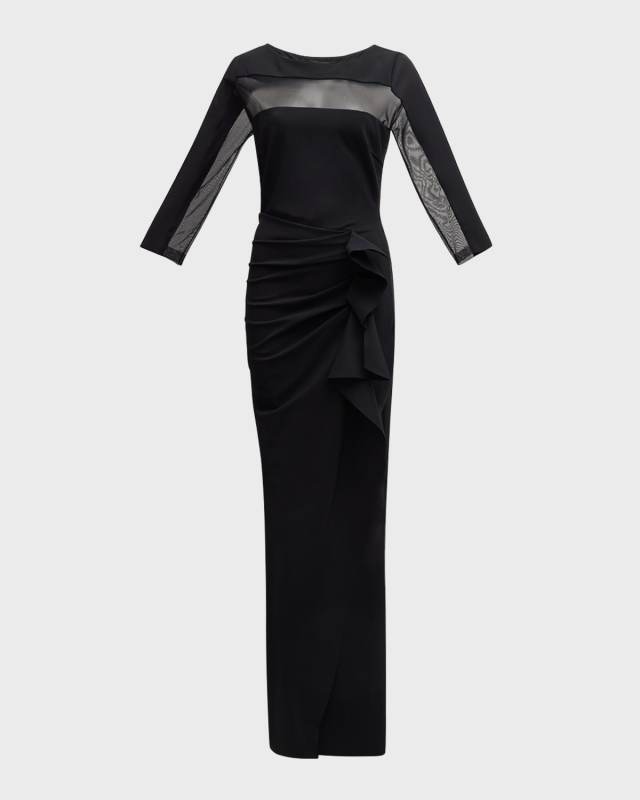 Draped Illusion Mermaid Gown