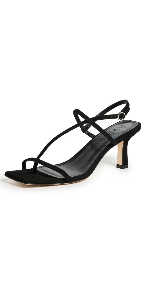 AEYDE Elise Kid Suede Leather Black Sandals Black