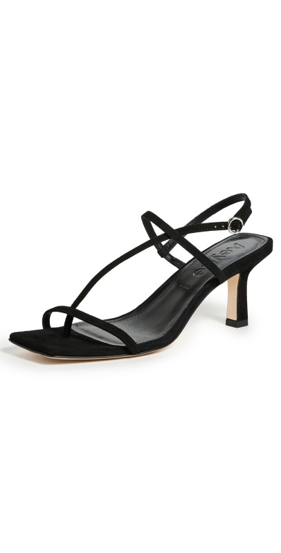 AEYDE Elise Kid Suede Leather Black Sandals Black