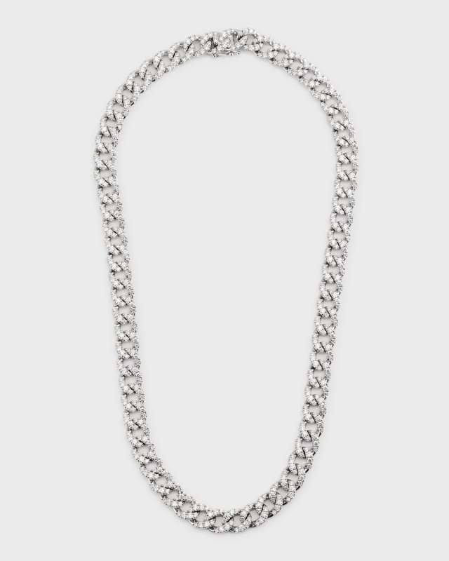 18K White Gold Groumette Necklace with Diamonds