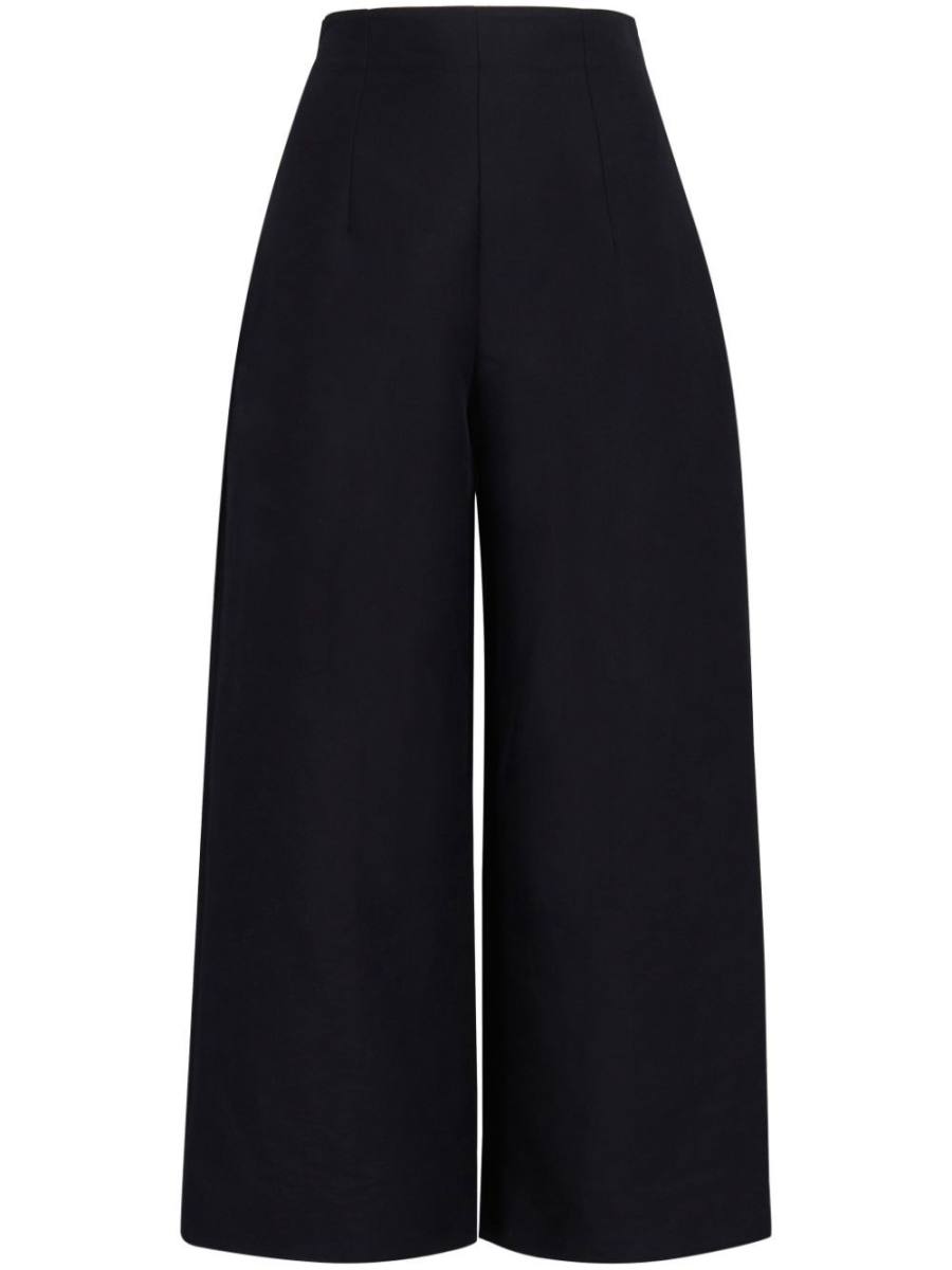 high-waisted cropped cotton trousers