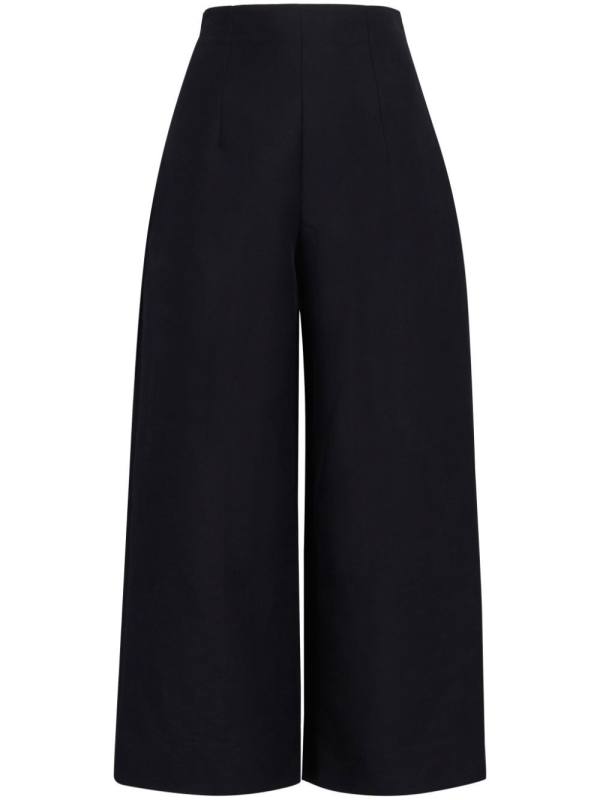 high-waisted cropped cotton trousers