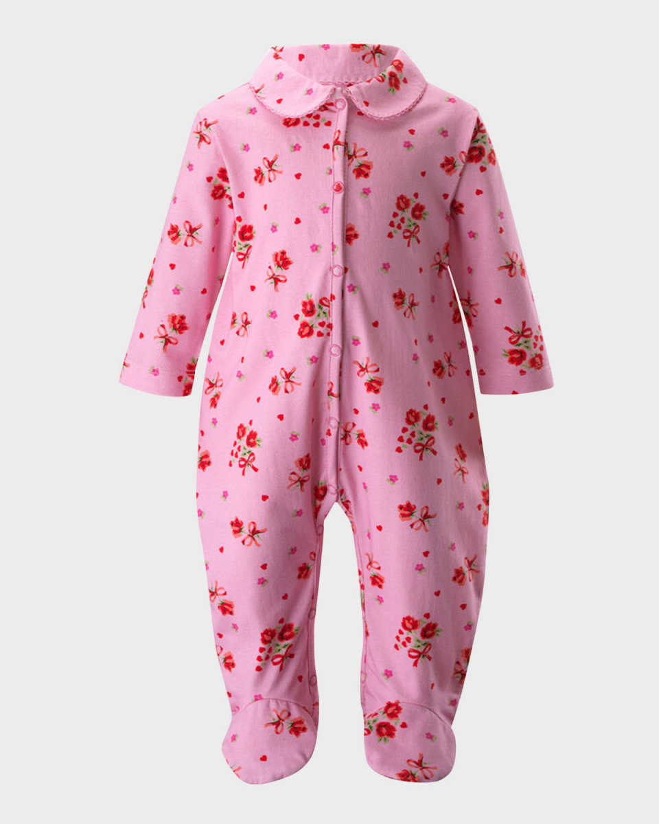 Girl's BabyGro Rose Bouquet Printed Footie, Size 1M-12