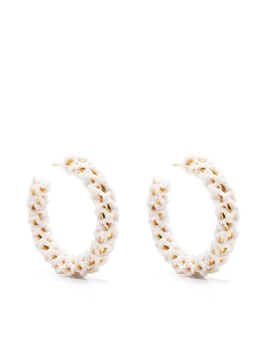 net knit-detail earrings