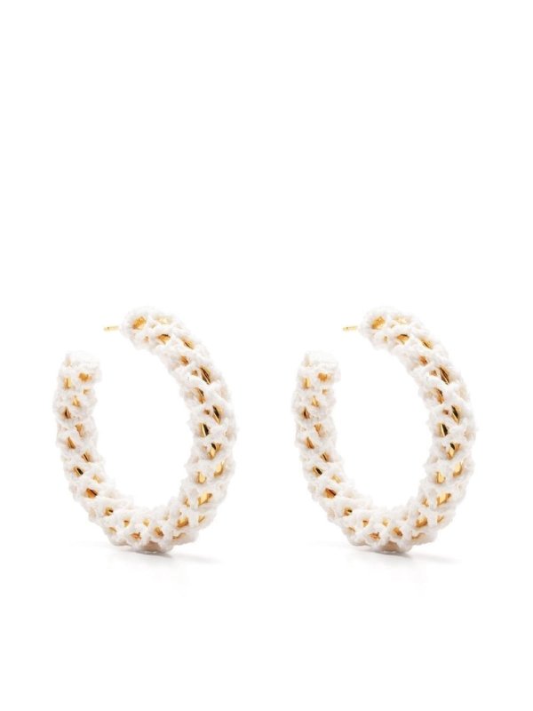 net knit-detail earrings