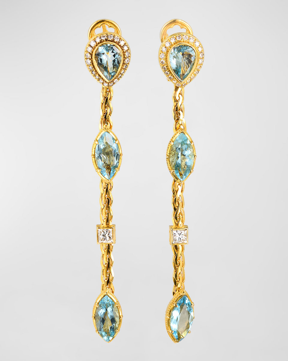 18K Aquamarine and Diamond Earrings