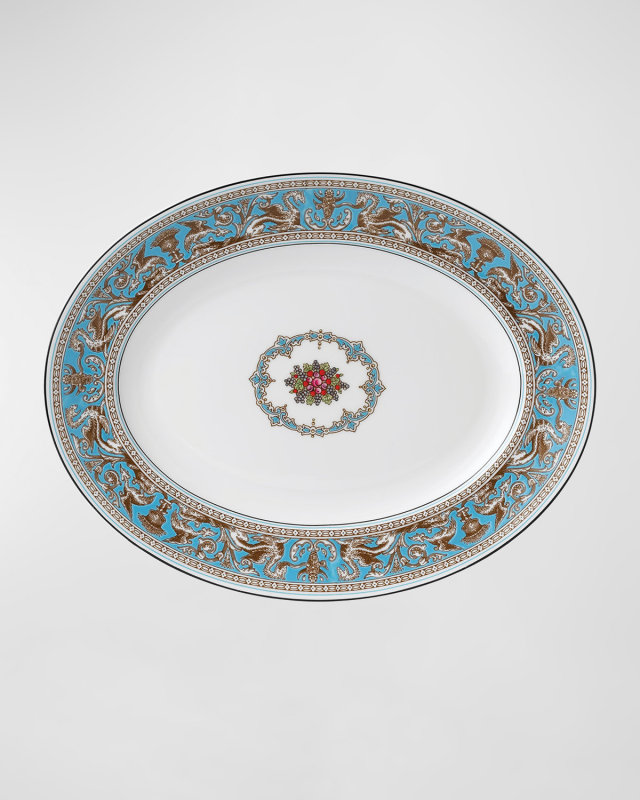 Florentine Turquoise Oval Platter 13.75"