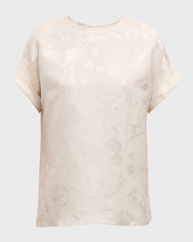 Dolman-Sleeve Floral Jacquard Blouse