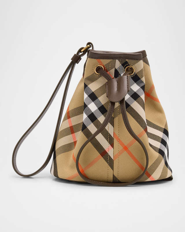 Check Drawstring Pouch Bag