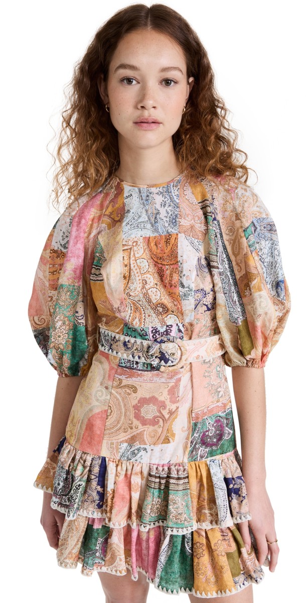 Zimmermann Anneke Ruffle Hem Mini Dress Patch Paisley