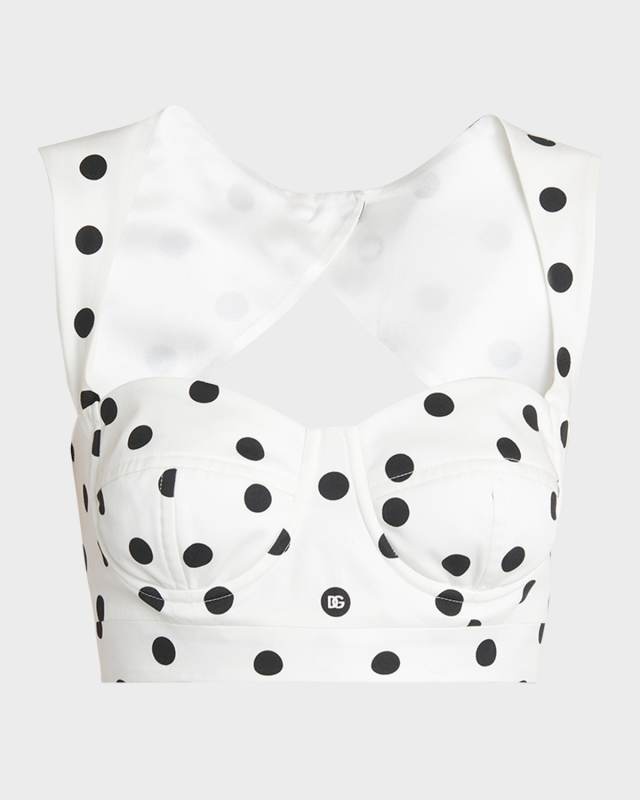 Polka-Dot Bustier Top with Open Back