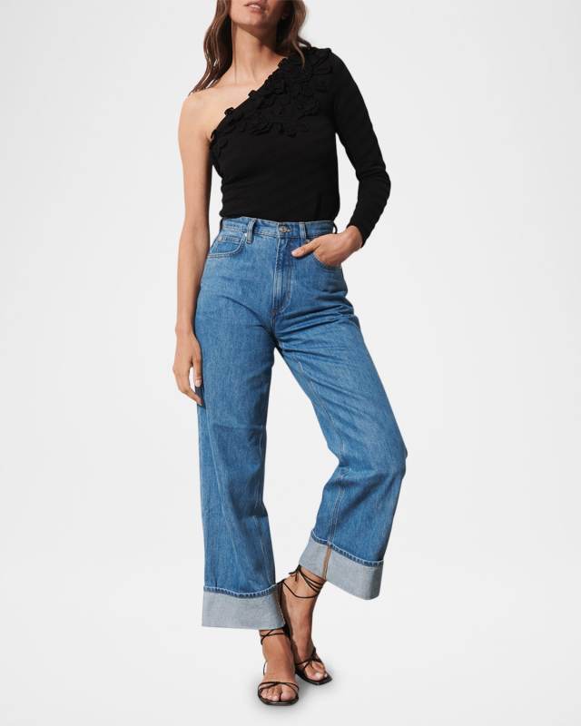 Capucine Crochet Flower One-Shoulder Sweat