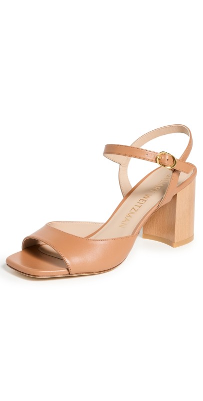 Stuart Weitzman Tia Block Sandals 75mm Tan