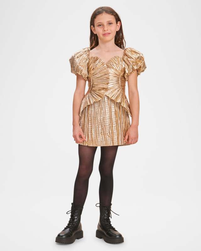 Girl's Charlique Plisse Dress, Size 4-12