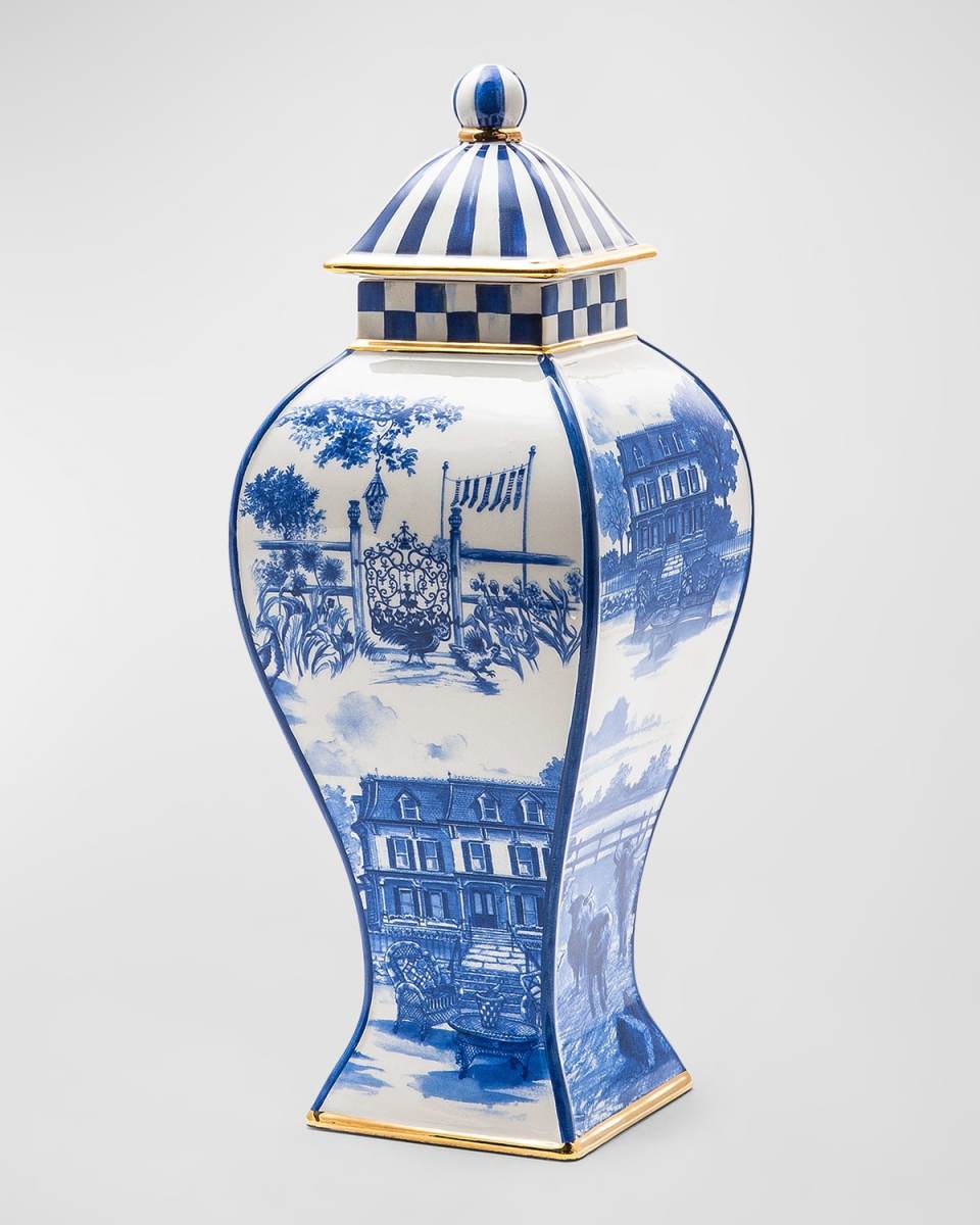 Royal Toile Ginger Jar with Lid