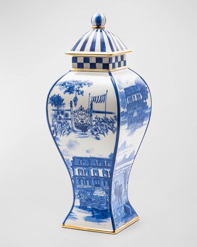 Royal Toile Ginger Jar with Lid