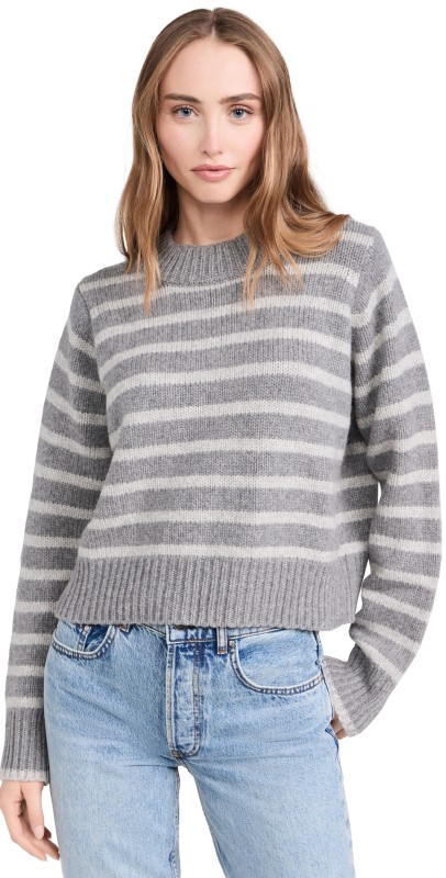 La Ligne Oversized Cropped Marin Sweater Med Grey/Light Grey