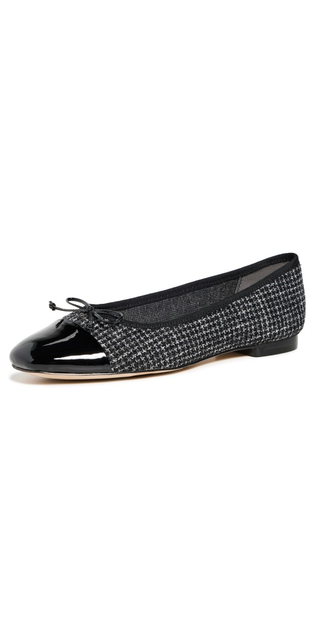 Sam Edelman Marley Tweed Toe Cap Ballet Flats Black