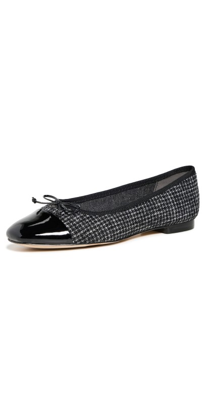 Sam Edelman Marley Tweed Toe Cap Ballet Flats Black