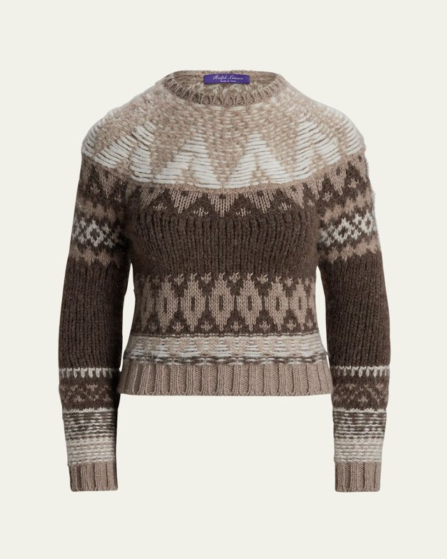Jacquard-Knit Cashmere-Blend Sweater