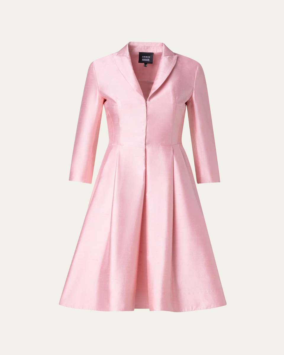 Pintuck Silk Coat Dress