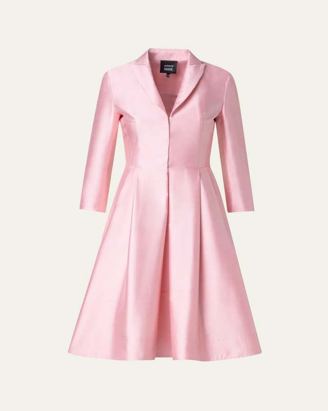 Pintuck Silk Coat Dress