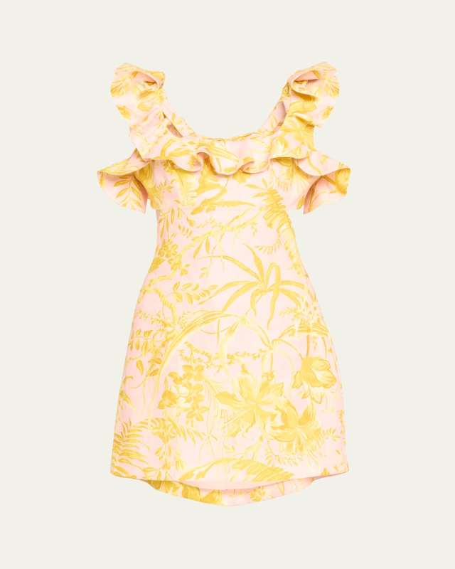 Golden Ruffle Mini Dress