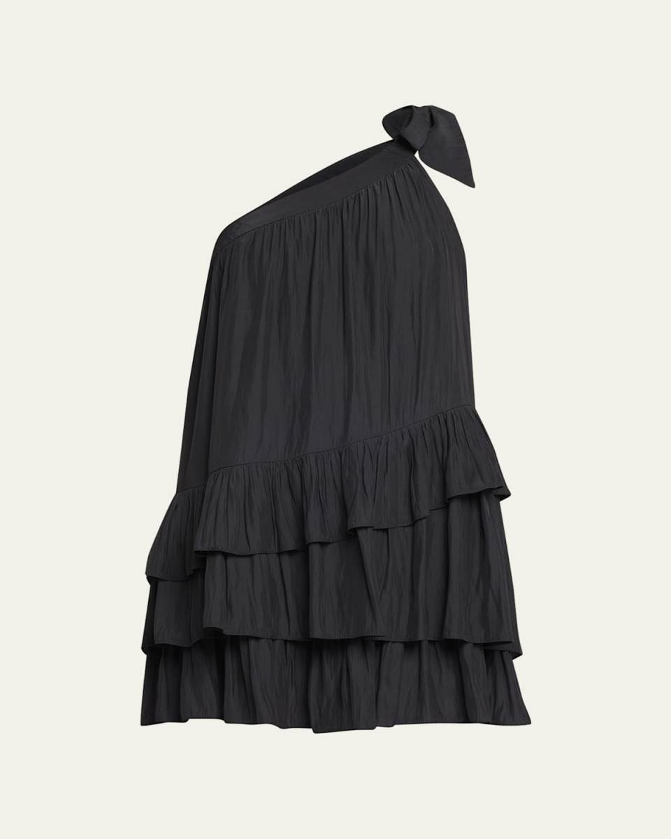 Riley Tiered Asymmetric Mini Dress