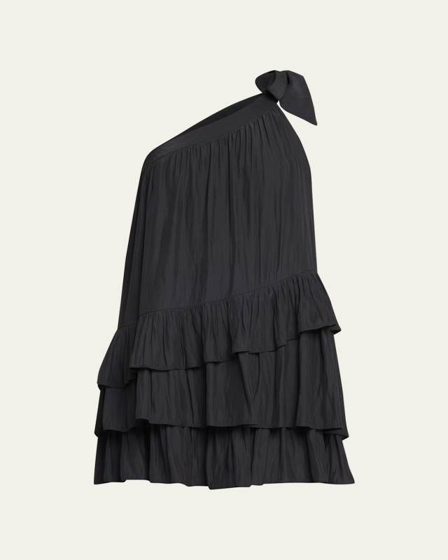 Riley Tiered Asymmetric Mini Dress