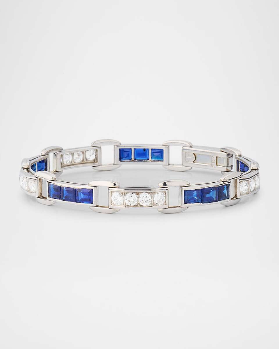 Estate Platinum Art Deco Sapphire and Diamond Bracelet