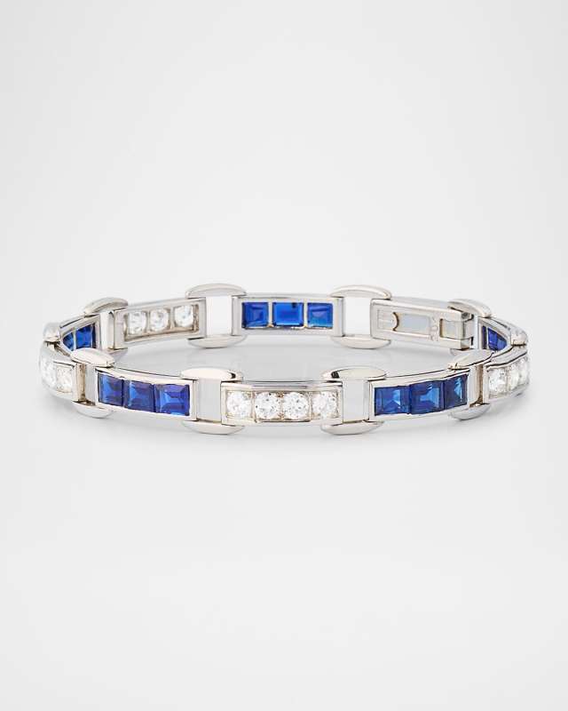 Estate Platinum Art Deco Sapphire and Diamond Bracelet