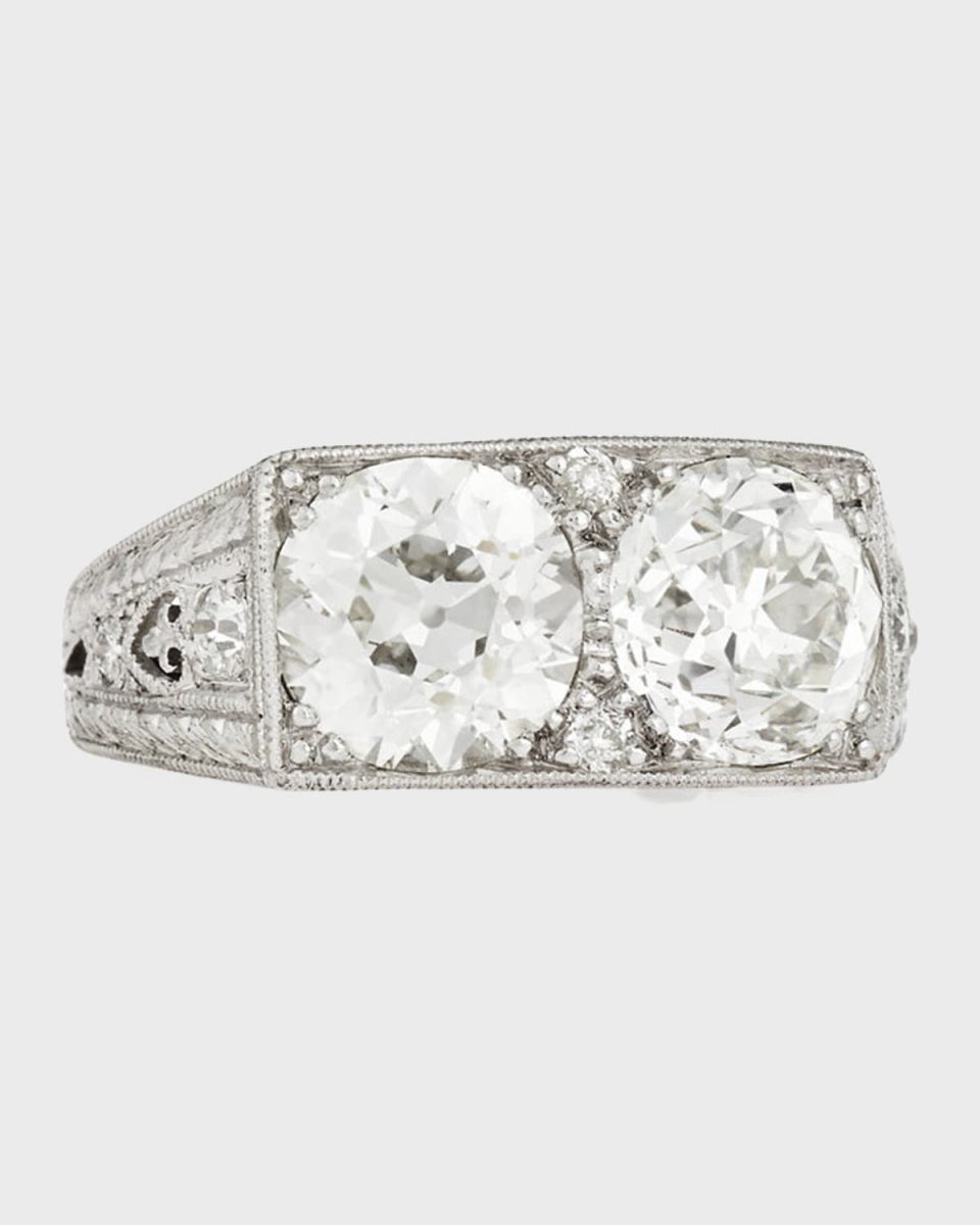 Estate Art Deco Two-Stone Diamond Engagement Ring, Size 7