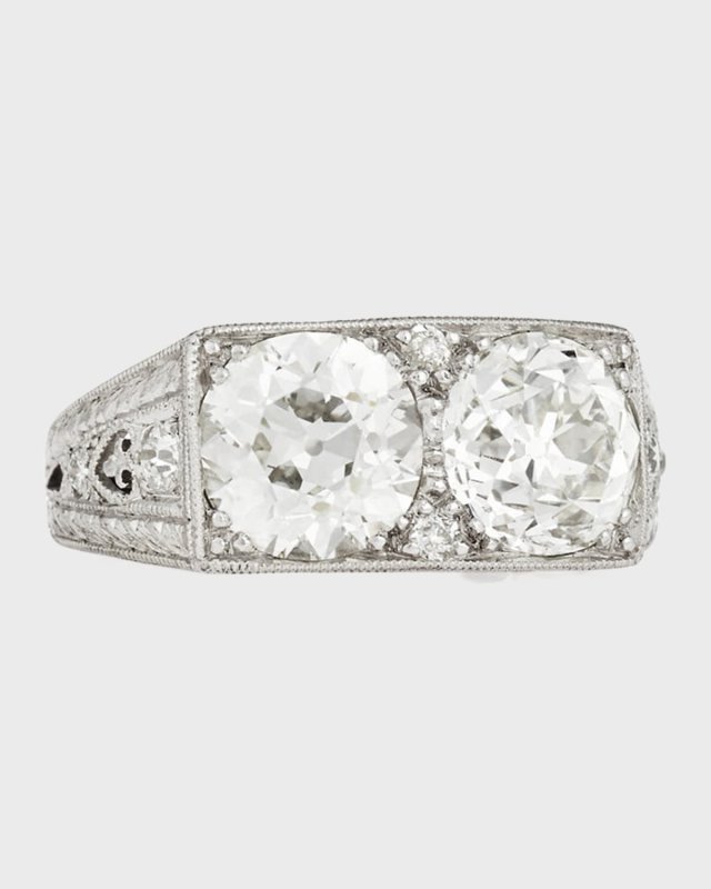 Estate Art Deco Two-Stone Diamond Engagement Ring, Size 7