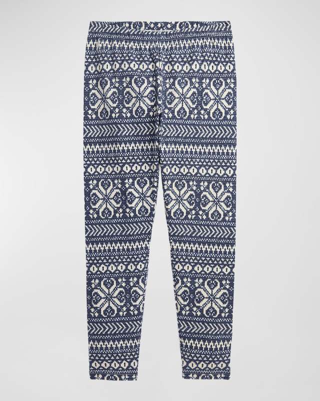Girl's Fair Isle-Print Leggings, Size S-XL