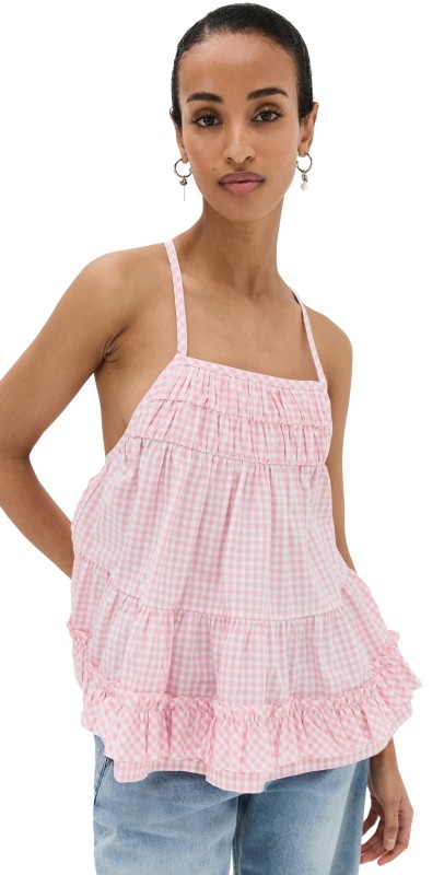Sandy Liang Imamu Apron Top Pink