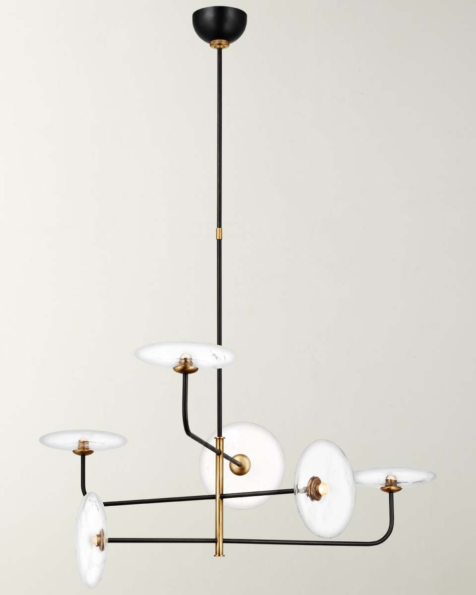 Calvino Large Arched Chandelier In Aged Iron And Hand-Rubbed Antique Brass With Clear Glass By Ian K. Fowler