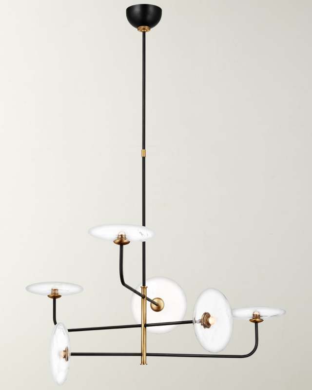Calvino Large Arched Chandelier In Aged Iron And Hand-Rubbed Antique Brass With Clear Glass By Ian K. Fowler