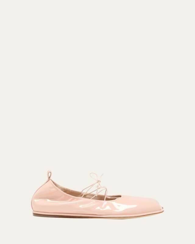 Heart Toe Lace-Up Ballerina Flats