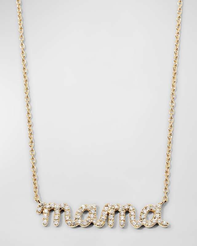 14k Diamond Mama Script Necklace