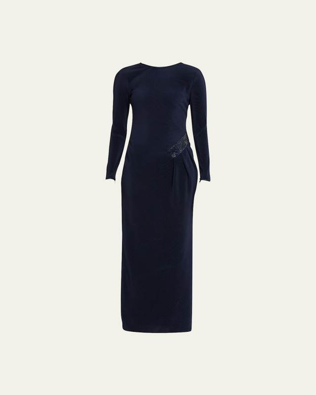 Jersey Dress w/ Beaded Hip Detail