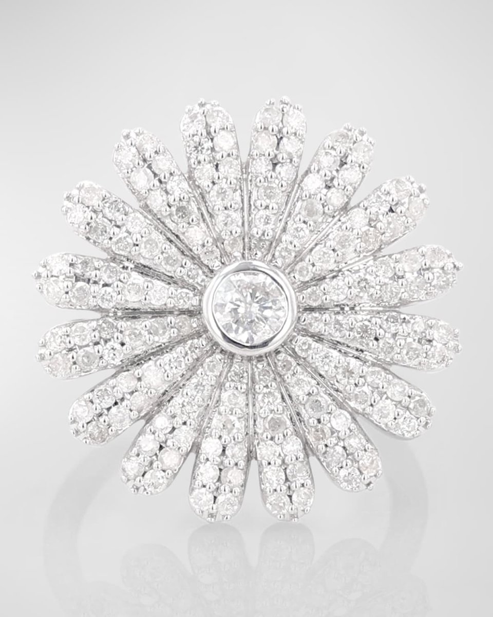 Sterling Silver Petal Daisy Diamond Ring