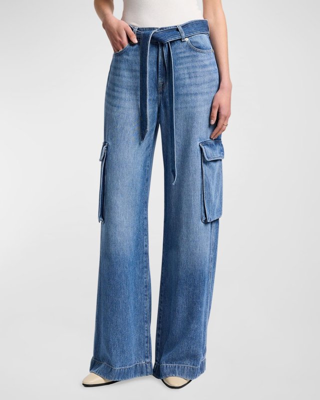 Belted Cargo Palazzo Jeans