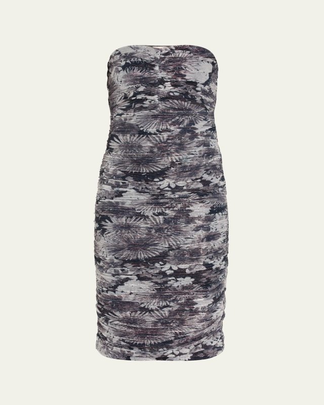 Bonnie Strapless Ruched Floral Dress