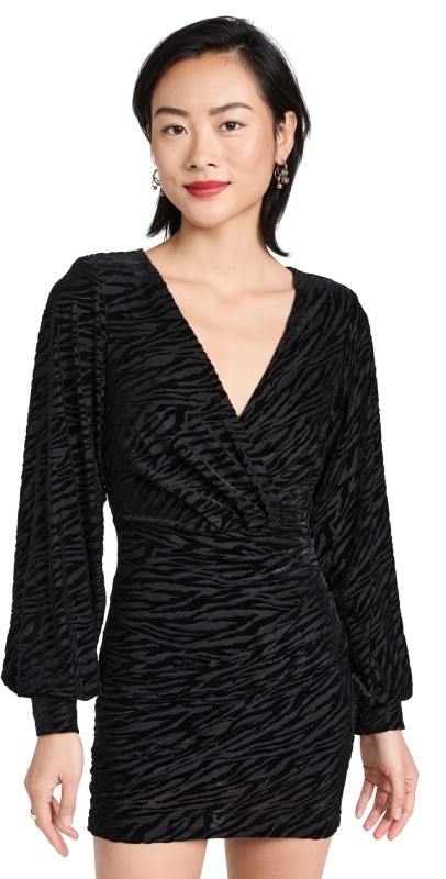 Ramy Brook Kalani Dress Black Zebra Burnout