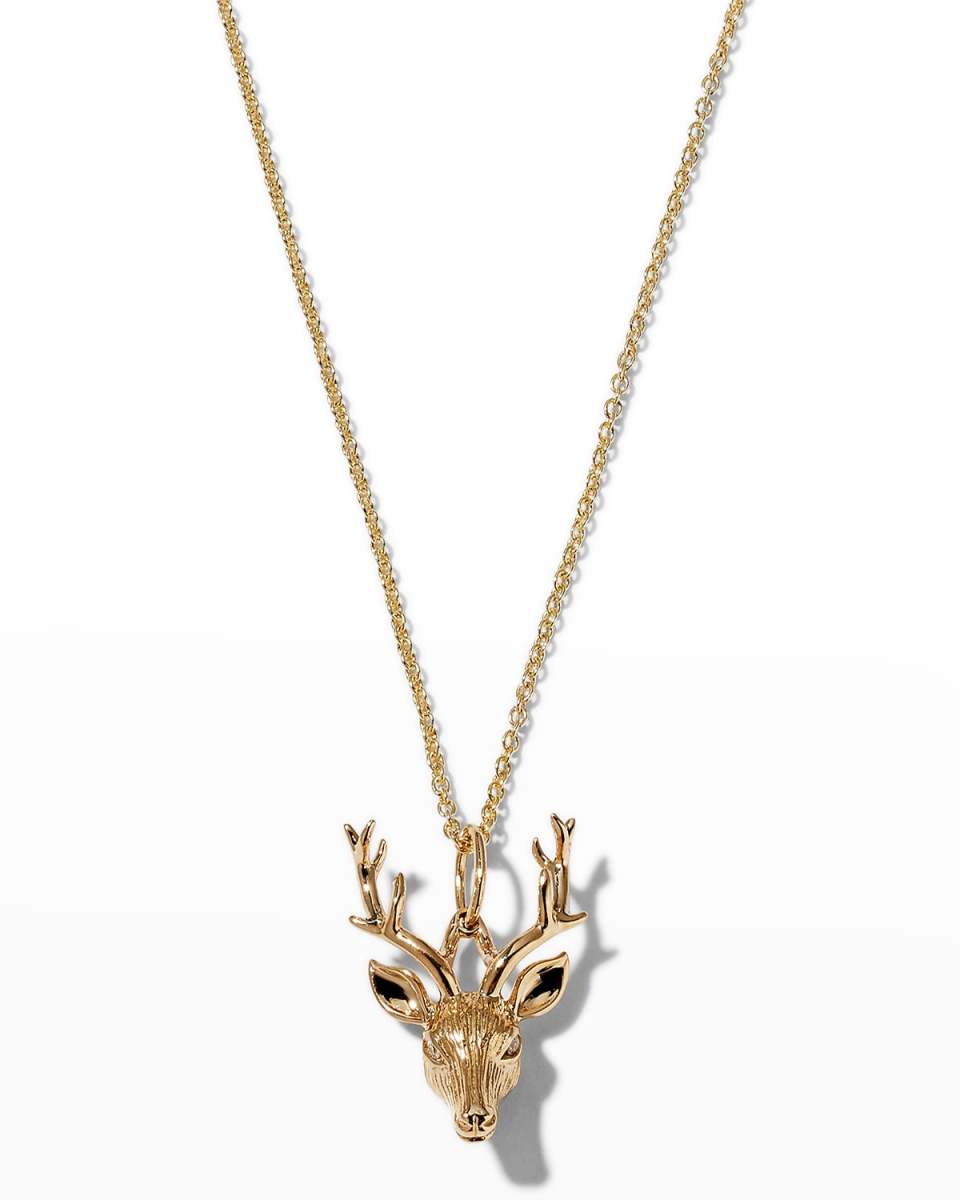 14k Yellow Gold Deer Charm Necklace