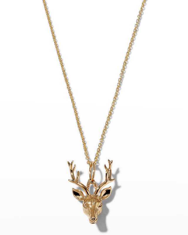 14k Yellow Gold Deer Charm Necklace