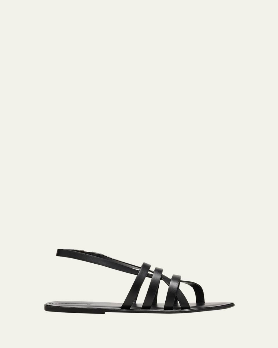 Leather Strappy Thong Slingback Sandals
