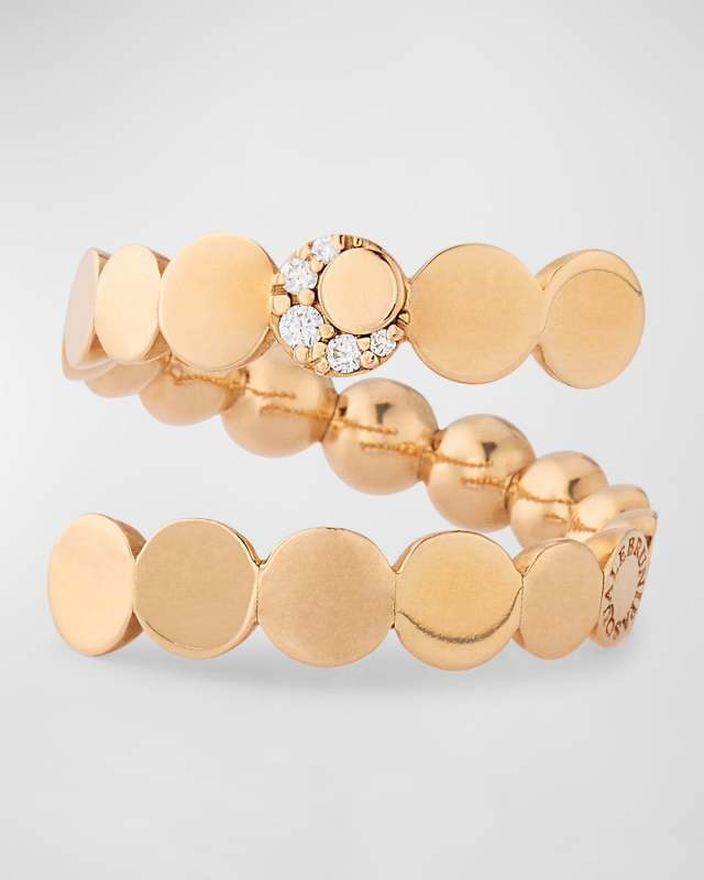 Luce 18K Red Gold Medium Wrapped Ring with Diamonds, Size 6.5